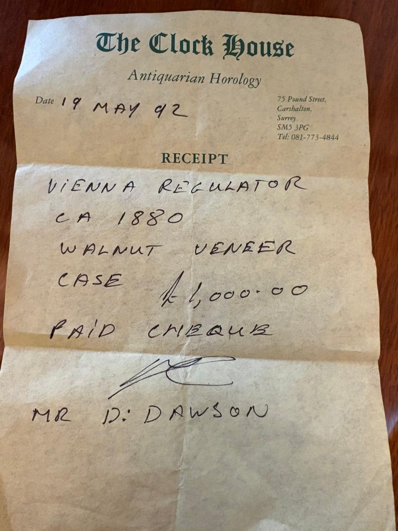 Antique Vienna Walnut Double Weight Wall Clock - Image 11